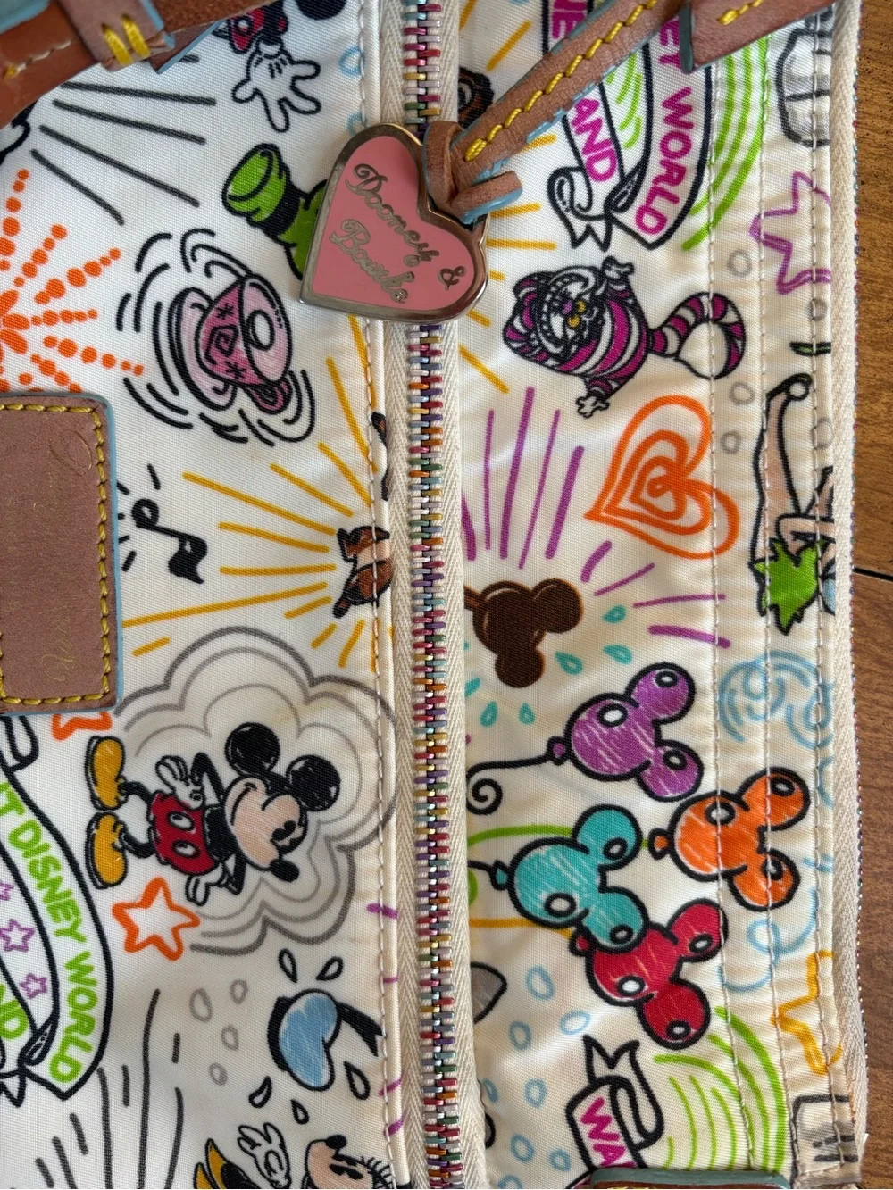 Dooney & Bourke White Multicolor sketch Disneyworld Crossbody Bag - Picture 2 of 8